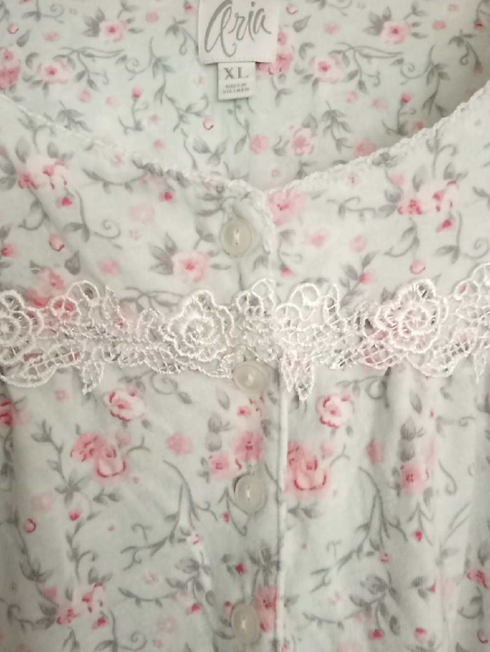 ARIA XL Lace Trim Cottagecore Prairie Modest Cotton Long Sleeve Nightgown Gift - Picture 8 of 9
